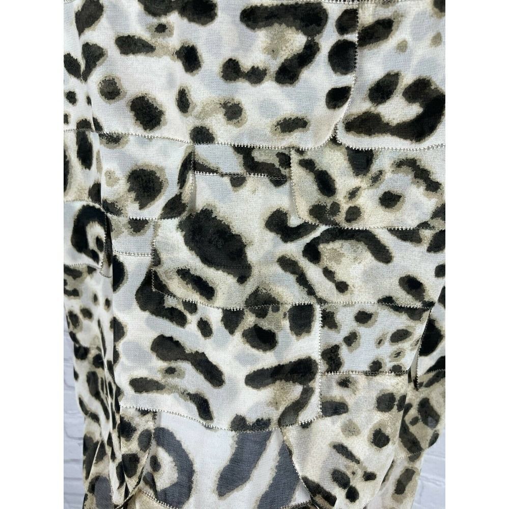 CHAUS animal leopard ruffles brown beige sleeveless top blouse XL NWT - Picture 8 of 9